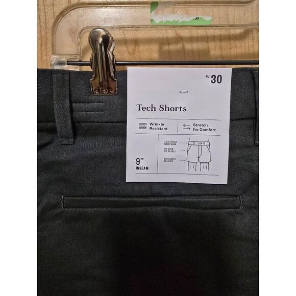 2 Pairs of Goodfellow & Co M Tech Shorts Charcoal Wrinkle-Resistant Stretch 30W - Picture 4 of 6